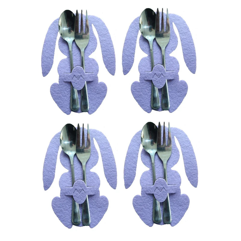4Pcs/set Easter Knife Fork Bags Non-woven Cartoon Sheep Easter Rabbit Cutlery Holder Bag Tableware Organizer Easter Decorations