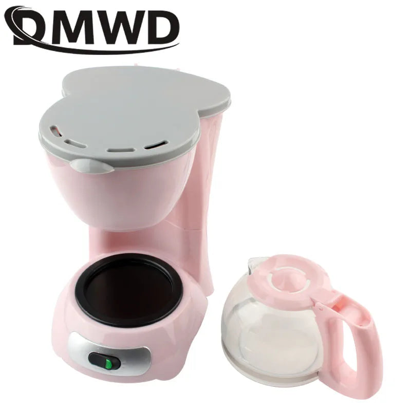 DMWD Semi-Automatic Electric Latte Espresso Coffee Maker Mini 0.6L Moka Drip Cafe American Coffee Brewing Machine Tea Pot Boiler