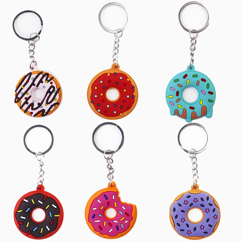 Creative Sweet Donut Keychain Party Favors Kids Food Pendant Keyrings Bag Pack Ornaments Keychain Accessories Gifts