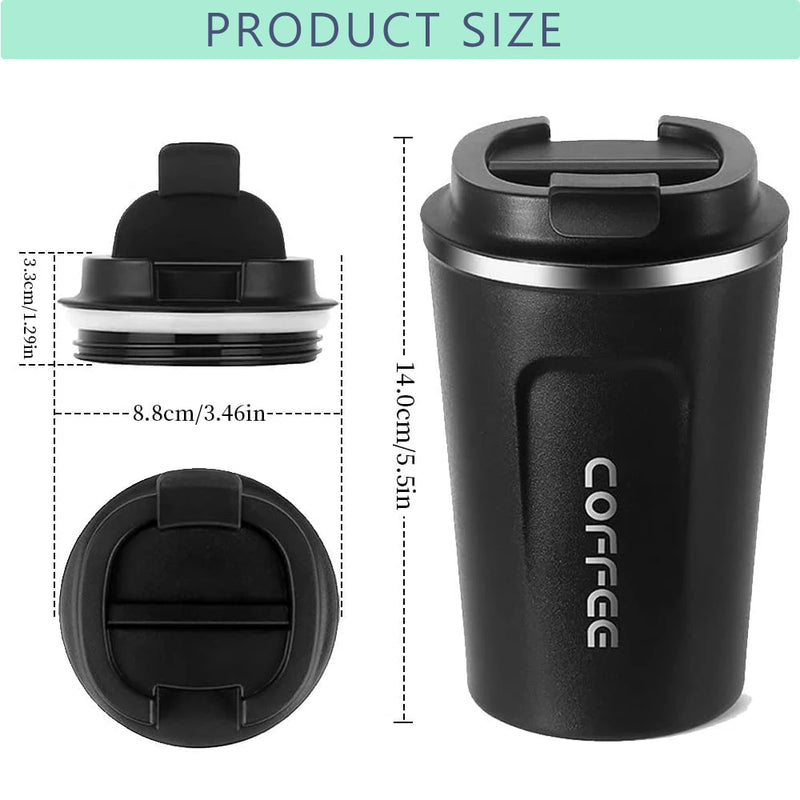 12OZ/17OZ Insulated Coffee Travel Mug Double Wall Stainless Steel Reusable Coffee Tumbler with Leakproof Lid  for Ho