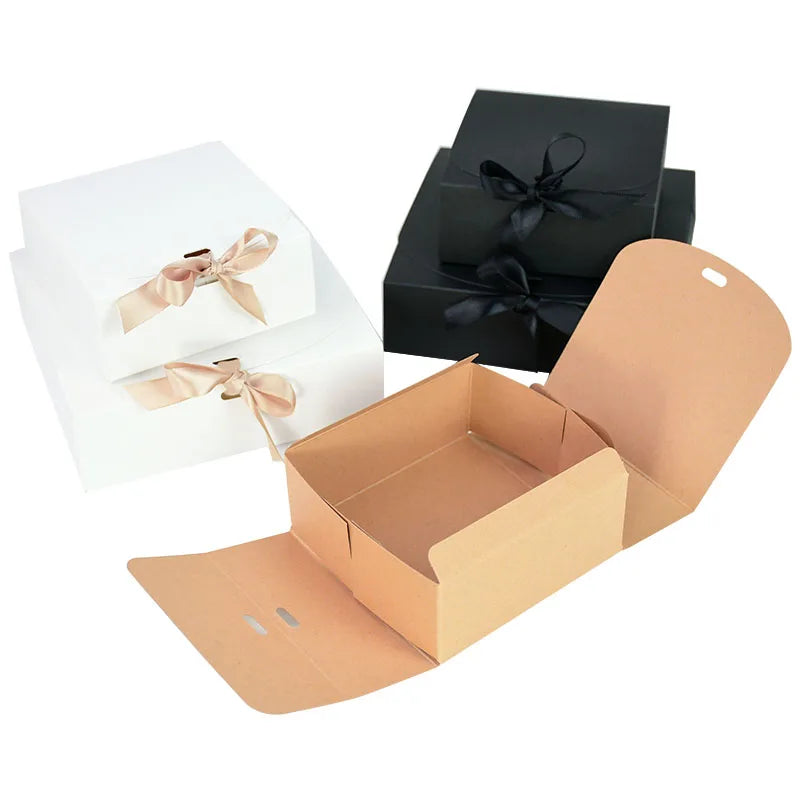 1Pc Black Paperboard Box DIY Wedding Gift Box for Guests Small Business 31/27/16cm Event Party Christmas Candy Packaging Boxes