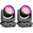 Yiflamefly 2Pcs Moving Head Lights With19X15W RGBW LED DMX512 Stage Light For DJ Karaoke Dance Hall KTV Disco Bar Stage Lighting