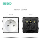 BSEED 1/2/3Gang Touch Switches 1/2/3Way Function Parts Type-c USB Wall French Sockets Crystal Glass Panels DIY Free Combination