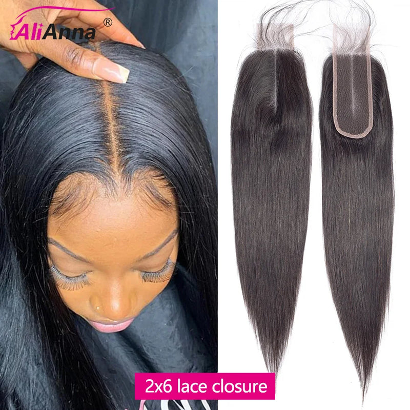 2x6 HD Lace Closure Human Hair Pre Plucked With Baby Hair For Women 14-24 Inch Transparent Straight Closure Fast Shipping