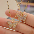 Shiny Butterfly Necklace Exquisite Golden Crystal Pendant Collar Chain Necklace Ladies Wedding Party Jewelry Gift
