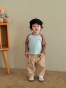 2026 Fall New Toddler Kids Pants Cotton Cartoon Embroidered Harem Pants Baby Boy Casual Striped Denim Baggy Trousers