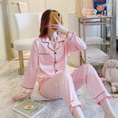 2023 Silk Satin Pajamas Set Woman Printed Long Sleeve Sleepwear Pijamas Suit Female Homewear Two Piece Loungewear Pjs Plus Size
