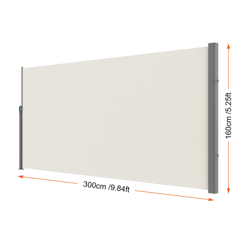 SucceBuy Retractable Side Awning Outdoor Privacy Polyester Water-proof Retractable Patio Screen UV 30+ Room Divider Wind Screen