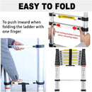 DayPlus Telescopic Ladder 6.2M/20.3FT W/Detachable Hooks&Extendable Steps,Folding Tall Loft CollapsibleLadder with Non-Slip Feet