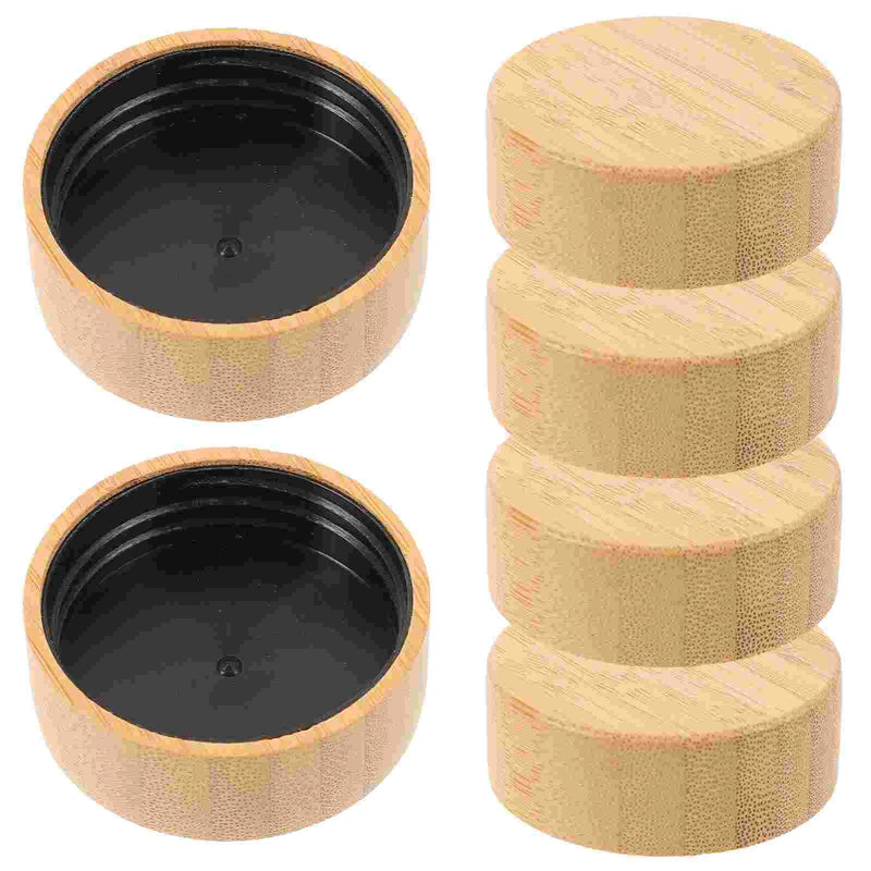 6 Pcs Seasoning Bottle Cap Reusable Replacement Caps Glass Jar with Cover Pepper Leak-proof Bamboo Lids