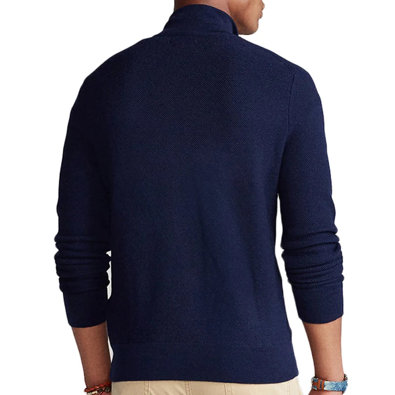 100% Cotton Autumn Winter Mens Zipper Cardigan Fit Sweaters Solid Color Knitted Jacket Coat Male Warm Overcoat Sweater