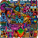 50PCS Cool Neon Cartoon Graffiti Stickers Phone Guitar Laptop Notebook Suitcase Cup Waterproof Sticker Decals Kids Toys Gift