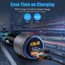 LENCENT FM Transmitter Modulator Car Bluetooth 5.1 withType C PD 20W and QC3.0 18W Car Fast Charger MP3 Player Radio Transmitter