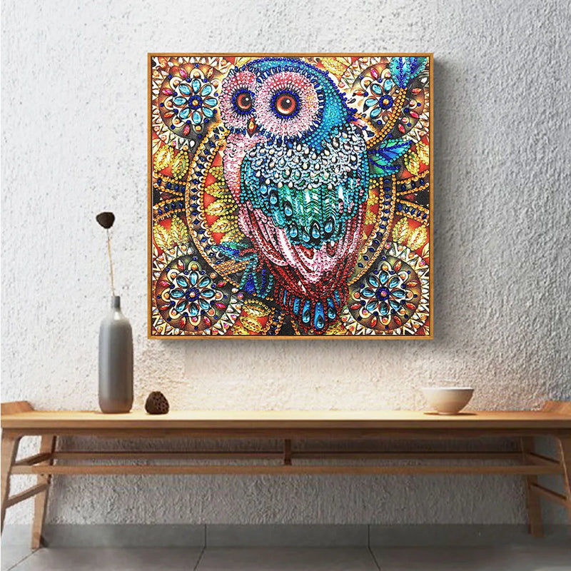 5D DIY Owl Shaped Diamond Painting Bird Embroidery Mosaic Kits Wall Christmas Decoration Home 30*30cm