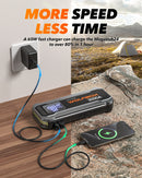 WOLFBOX 3000A Jump Starter,12V Car Battery Jump Starter,65W Quick Charge 16000mAh for 8L Gas 6L Diesel Engine with Booster