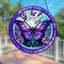 Purple Blue Butterfly Faux Stained Glass Door Hanger WindowHanging Pendant Suncatcher Window Decor GardenLiving Room Decor