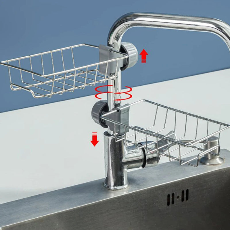 Hanging Faucet Rack Adjustable Height Flexible and Rotatable Kitchen  Sink Drain Holder Suitable for Soap, Sponges, Brushes