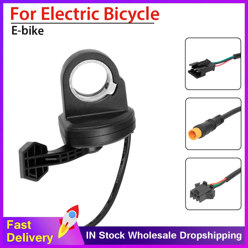 108X Ebike Thumb Throttle 3Pin Waterproof WP/SM Plug Electric Bicycle Right Hand Throttle 24V-72V for E- Bike / Electric Scooter