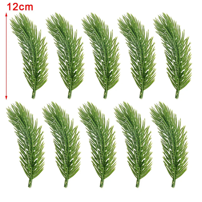 30/10Pcs Artificial Pine Needles Christmas Green Plant Pine Branch Fake Plants DIY Xmas Tree Garland Ornaments Home Decorations