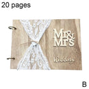 10/20/30/40 Pages Mr&Mrs Wedding Guest Sign Book Wooden Signature Guestbook DIY Photo Memory Book Album Anniversary Gift