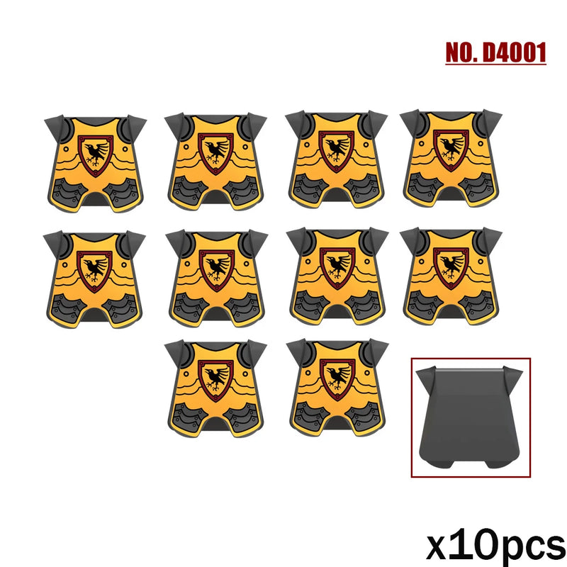 MOC Medieval Accessories Series Building Blocks Military Army Soldier Armour Shield Helmet Sword Crown Weapon Knight Bricks Toys