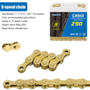 8/9/10/11 Speed Bicycle Chain Fully Electroplated Gold Rust Corrosion Resistant Wear-resistant Durable Suitable for Most Bikes