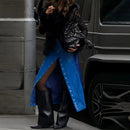 Sexy Lace Patchwork Women's Fur Coat V-Neck Full Sleeve Waist-Closed Lady Coats 2026 Autumn Winter Chic Female Streetwear