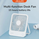 JISULIFE Portable Small Desk Fan Ultra Quiet Table Fan USB Rechargeable  Cooling Fan With 4 Speed Powerful Wind Offices Fan