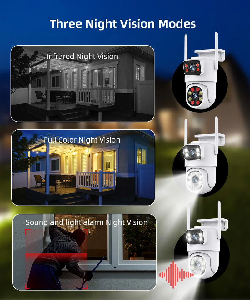 TAITAS 8MP PTZ Wifi Camera Outdoor Night Vision Dual Screen Human Detection 4MP Security Protection CCTV Surveillance IP Camera