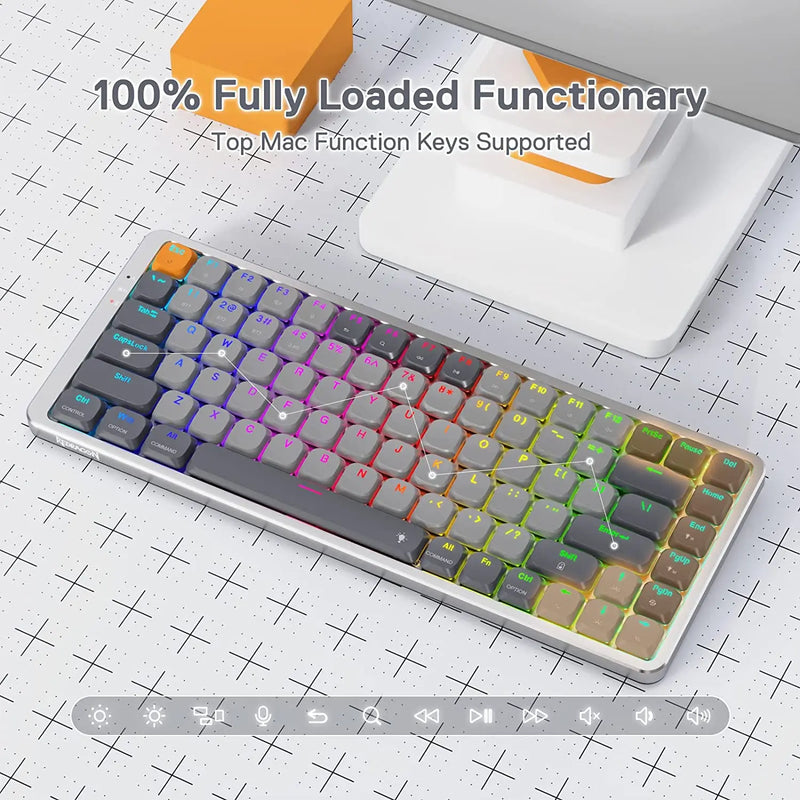 Redragon K652 75% Wireless RGB Mechanical Keyboard, Bluetooth\/2.4Ghz\/Wired Tri-Mode 84 Keys Ultra-Thin Gaming Keyboard