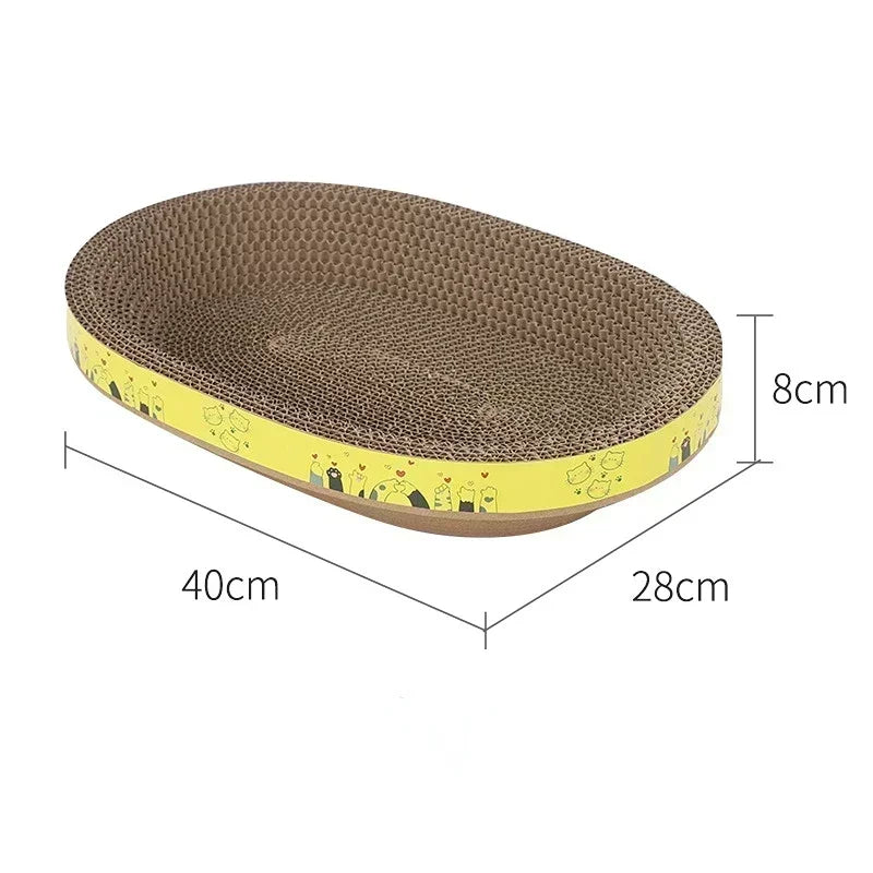 Durable Oval Corrugated Scratcher Board with Accessories for Grinding Claws and Providing Fun Toys for Cats