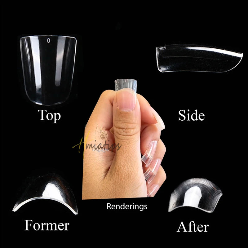 1box Short Duck False Nail Tips Full Cover Press On Extension French Acrylic Capsule Nail Supplies