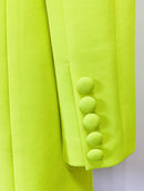 HIGH QUALITY Newest Fashion 2024 Designer Jacket Women Peak Strong Shoulder Double Breasted Long Blazer Fluorescein