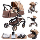 Luxury Baby Stroller 3 in 1 Portable Travel Baby Carriage Fold Pram High Landscape Aluminum Frame Newborn Infant Stroller