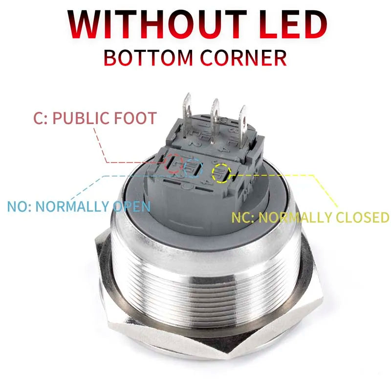 12/16/19/22/25/30/40mm Waterproof Metal Push Button Switch NO LED Light Momentary Latching Car Engine Power Switch  1NO1NC