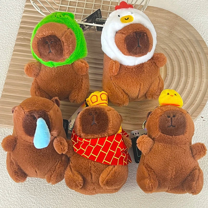 1pcs Cartoon Capybara Pendant Plush Toy Doll Bag Hanging Ornament Cute Kapila Keychain Doll Desktop Doll Ornament Car Pendant