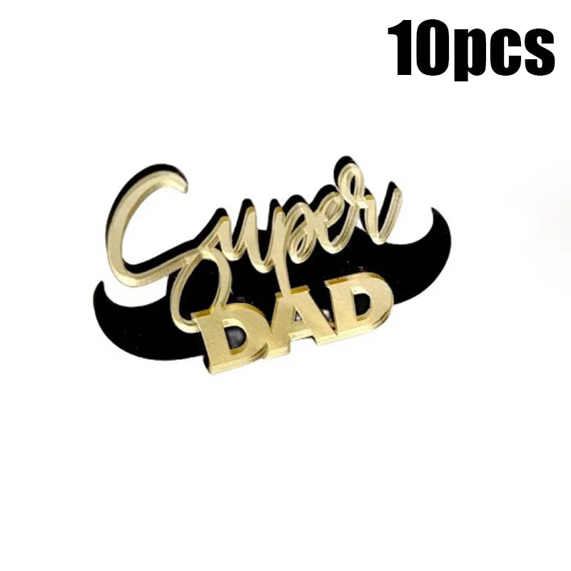 10Pcs Acrylic Dad Birthday Cakes Topper for Father's Day Party DIY Baking Cupcake Decor Tools Happy Birthday Decoration Supplies