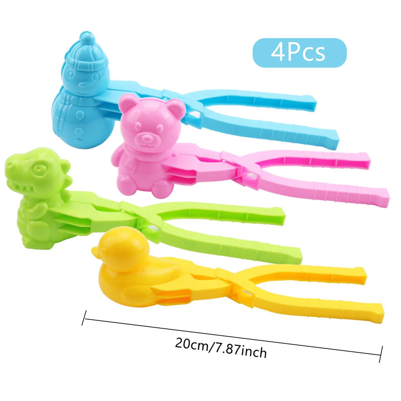 4PCS Snowball Clip Snow Grasping Clamps Tool Multi-shape Cartoon Snowballs  Grabber Snow Ball Maker Sports Toys for Kids