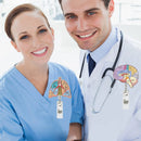 Medical Care Heart Lungs Brain Acrylic Nurse Badge Reel Retractable Id Badge Holder With 360 Rotating Alligator Clip Name Holder