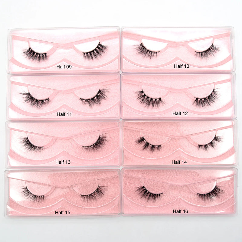 Visofree Half Mink Lashes Make Up False Eyelashes Hand Up Natural Long Mink Lashes Cruelty Free Crisscross Mink Fake Eyelashes