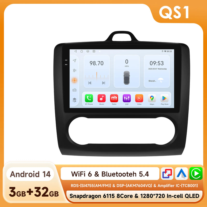 2Din 360Camera Android13 Car Radio For Ford Focus 2 Mk2 2004-2011 Car Multimedia Player Intelligent Screen autoradio Carplay SWC