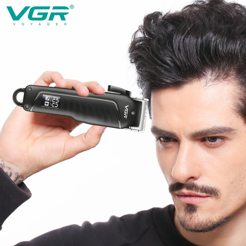 VGR Hair Clipper Professional Hair Cutting Machine Barber Rechargeable Hair Trimmer Digital Display Trimmer for Men V-683