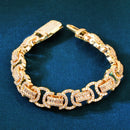 CUC Iced Out Byzantine Link Bracelet Cubic Zirconia Gold Color Men Hiphop Chain Fashion Rock Jewelry 13mm