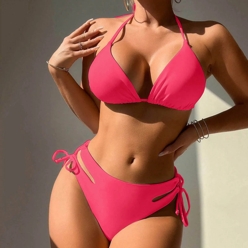 Woman Swimsuits European And American Fashion Bikini Split Print Three Piece Net Red Sun Screen Binding Beach Bikini With Shorts