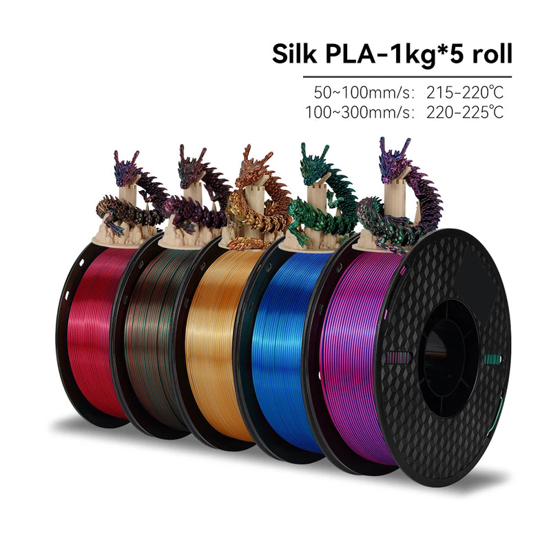 KEEPANG PLA/HS-PLA/PETG/Silk PLA 3D Printer Filament 1.75mm Mix Color 5Rolls High Speed PLA Printinng Material for Bambu Lab