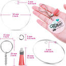 120PCS Acrylic Clear Circle Discs Keychain Set Round Acrylic Keychain Blank Leather Tassel Pendant Jump Rings DIY Keychain