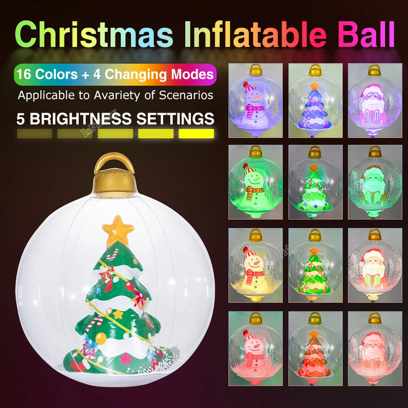 60cm Giant Luminous Inflatable Christmas Balls With Lights Pvc Outdoor Xmas Inflatable Decor Ball Holiday Yard Lawn Porch Decor