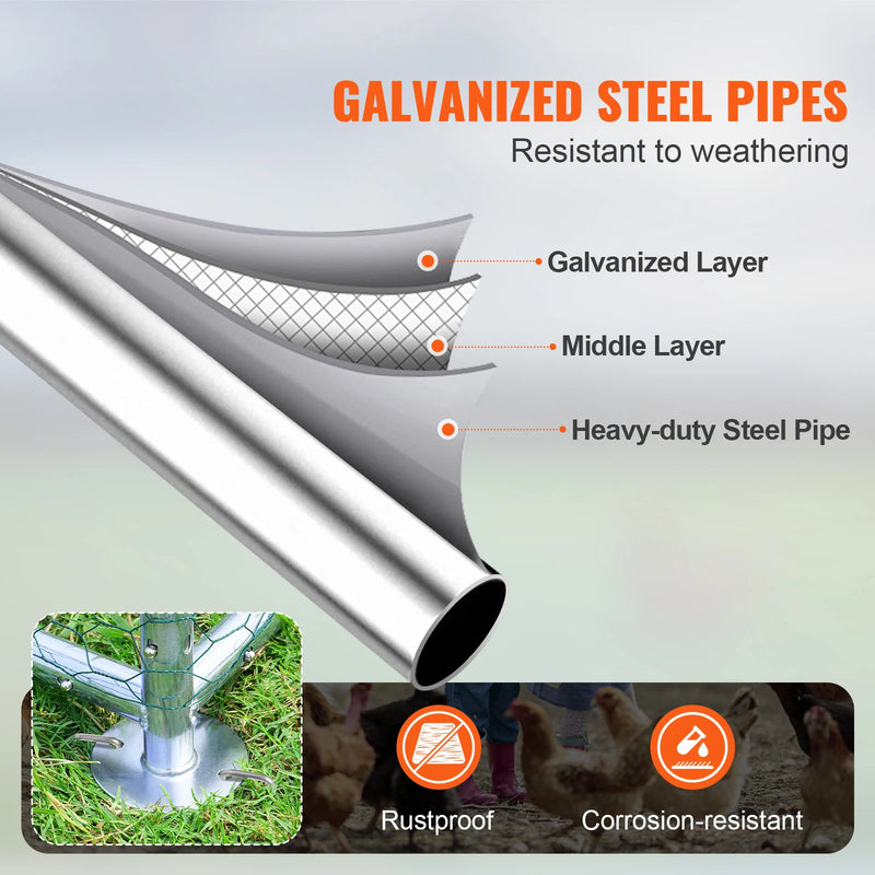 SucceBuy Large Metal Chicken Coop Walk-in Chicken Runs for Yard Spire Hen for Outdoor Backyard Farm Duck Rabbit Cage Poultry Pen