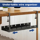 Under Desk Cable Management Tray Retractable Black, No Drill Clamp-On Cord Organizer Rack, Adjustable 31-55cm Carbon Steel Wire Storage Holder for Office Home, Large Capacity Cable Tray for Power Strips, Easy Assemble, Durabl