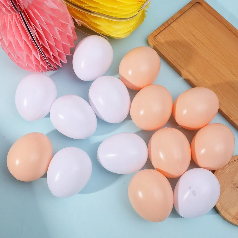 60/10PCS Plastic Simulation Eggs Easter DIY Painted Eggs Happy Eatser Fake Eggs Home Festive Party Decor Supplies Kids Gift Toys